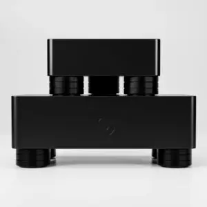 Reiki Audio OpticalBridge X with Pro X PSU and Stack Audio Auva isolation feet front view