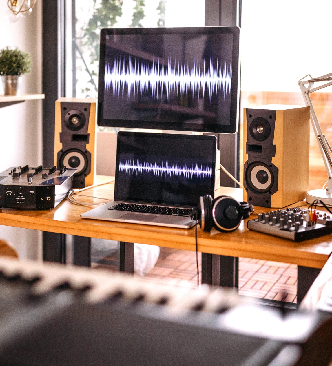 Home studio with audio equipment