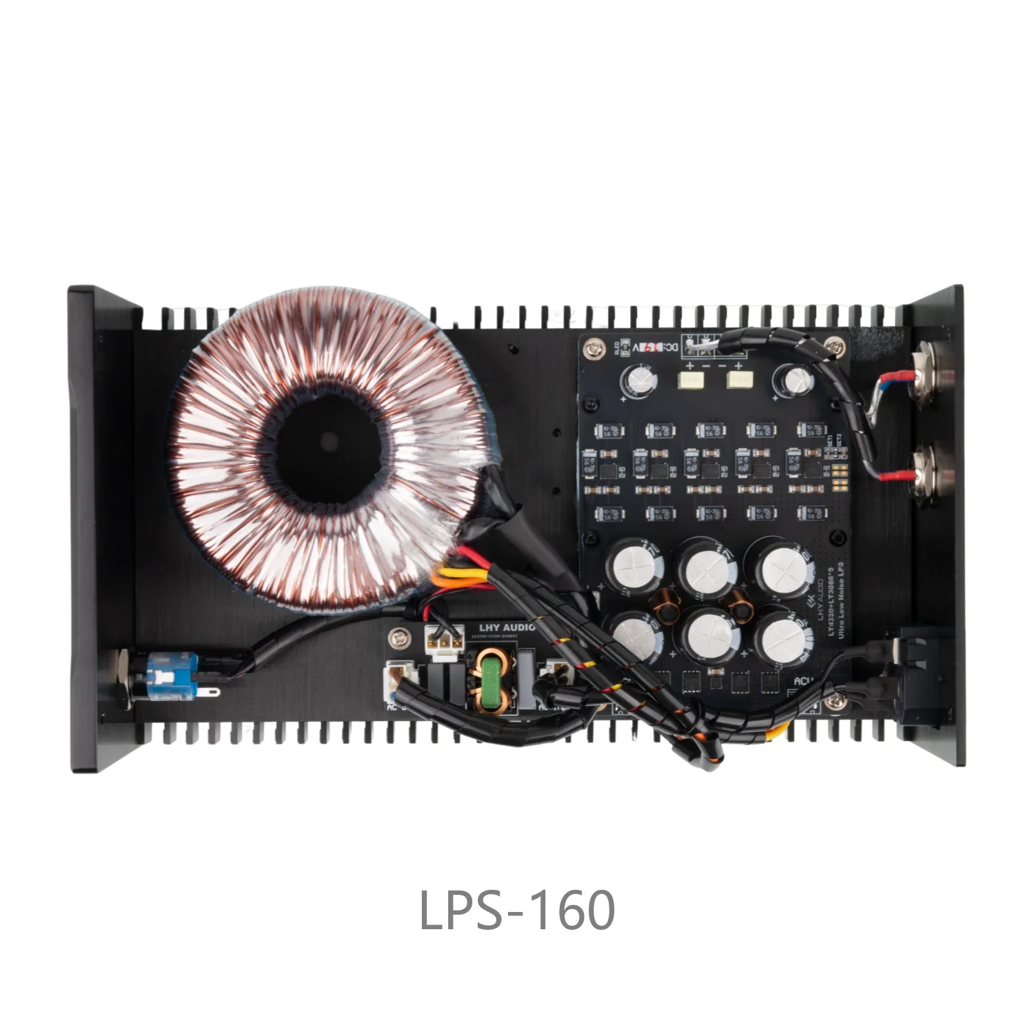Internal construction of LHY Audio LPS-160 linear power supplies with toroidal transformer and ultra-low-noise power regulation